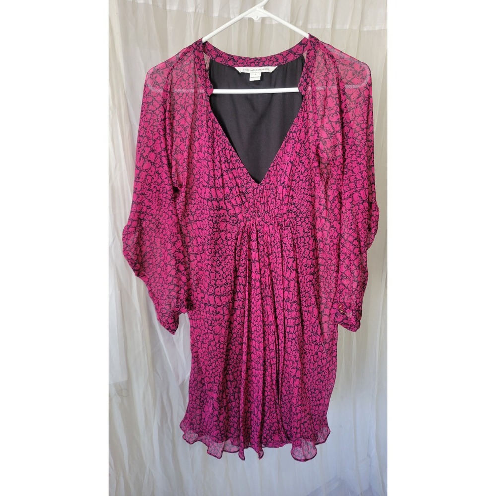 Diane von Furstenberg 100% Silk Fleurette Kaftan Top Pink Snake Flowy Sz 4